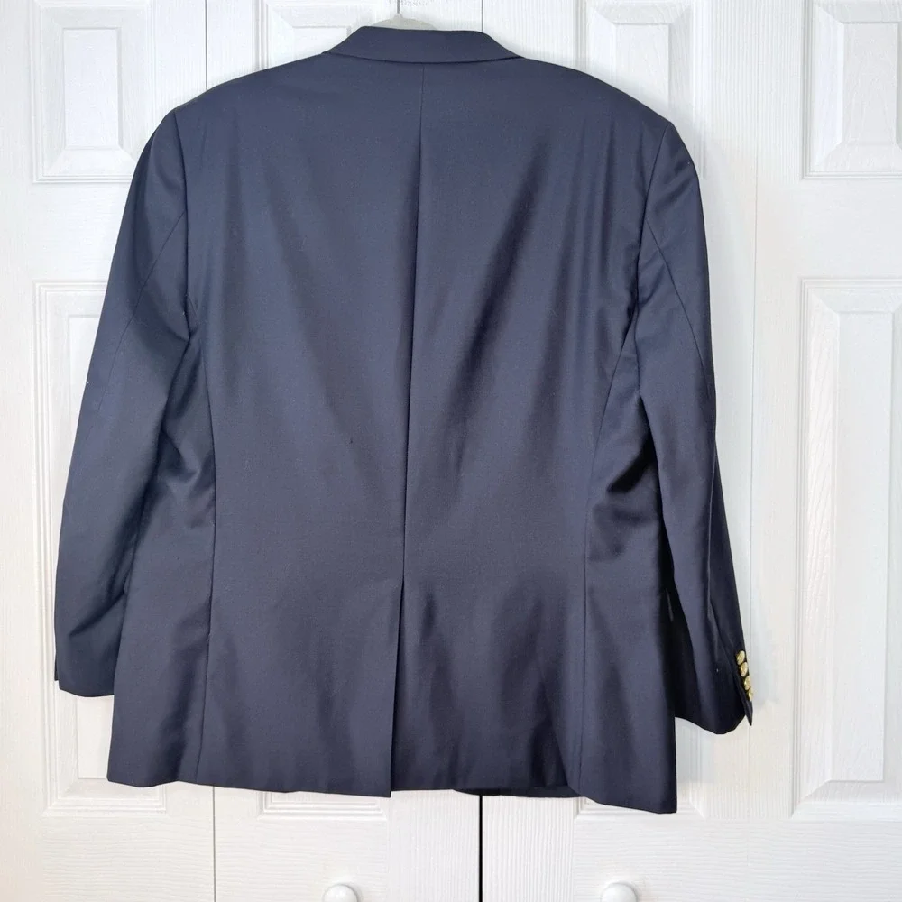 Lauren Ralph Lauren Men's Navy Wool Sport Coat Blazer Jacket Gold Buttons 46R‎